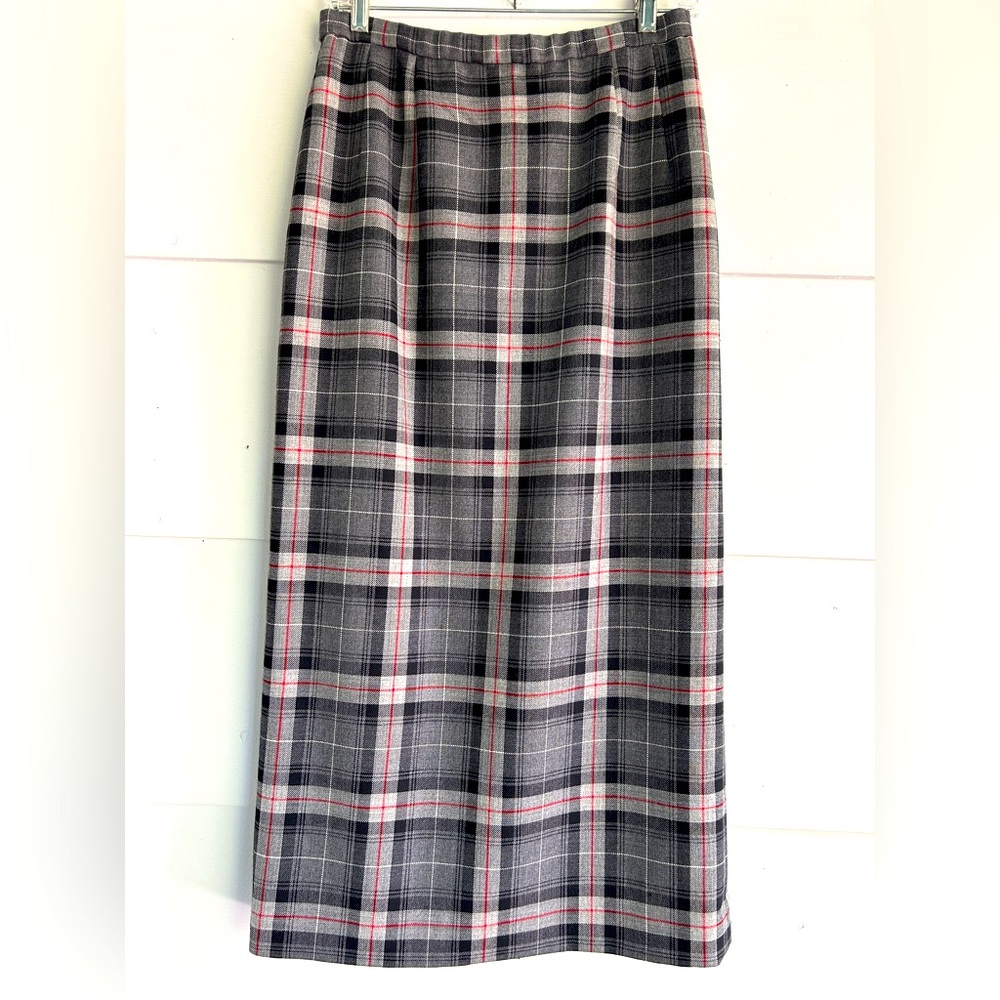 Pendleton Virgin Wool Plaid Midi Skirt Sz 8